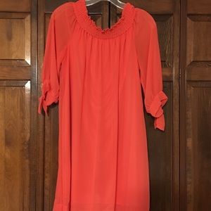 NY&co watermelon pink off the shoulder dress